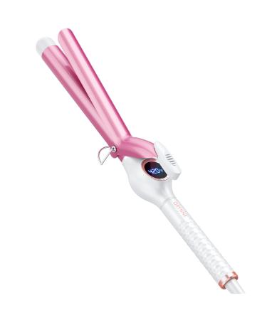 1 Inch Long Barrel Digital Ceramic Curling Wand with Auto Shut Off and Dual Voltage for All Hair Types - Fast Even Heat Up