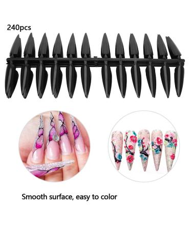 SH-RuiDu 240pcs Foldable Flat Back Pointed Nails - Manicure Color Display Practice Tool | Black | International Shipping - Buy Online on GoSupps.com