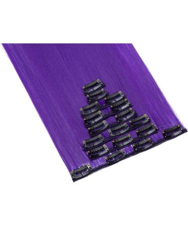 8PCS Dark Purple Clip in Hair Extensions - 26 Inch Straight Synthetic Hair Piece - Buy Online on GoSupps.com