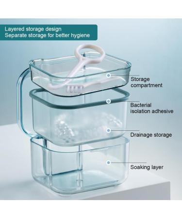GXGM Dentures Container - Dental Prosthesis Box with Sieve for Cleaning & Soaking | Ideal for Dentures & Mouth Tools | Blau - Buy Online on GoSupps.com