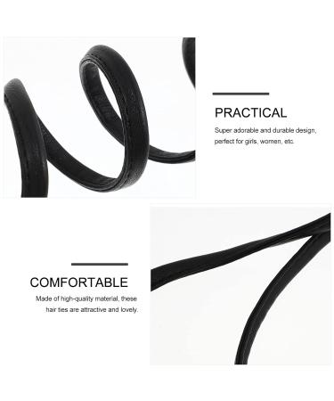 Lurrose Girls PU Leather Adjustable Hair Tie Ponytail Holder - Black | Stylish & Durable | International Shipping Available - Buy Online on GoSupps.com