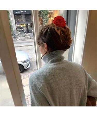 Red Rose Flower Hair Clip Artificial Red Rose Flower Hairpin for Bridal Bridesmaid Girls Dancer Hair Brooch and Pins for Women Rose Red Hair Accessories for Christmas Wedding - Buy Online on GoSupps.com