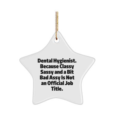 Dental Hygienist Gifts Funny Star Ornament 'Dental Hygienist. Because Classy Sassy and A Bit Fearlessy is Not an Official Job Title.' for Christmas