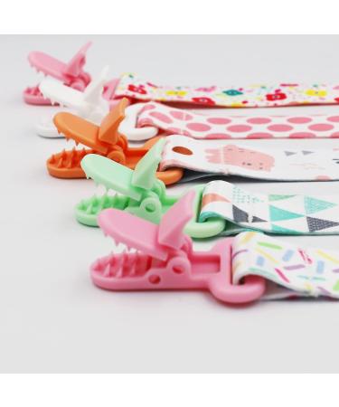 FenFang Baby Dummy Clips 5 PCS - Pink Pacifier Holder Straps for Boys and Girls | Teething Soother Chain Clips - Unisex Neutral Design - Buy Online on GoSupps.com