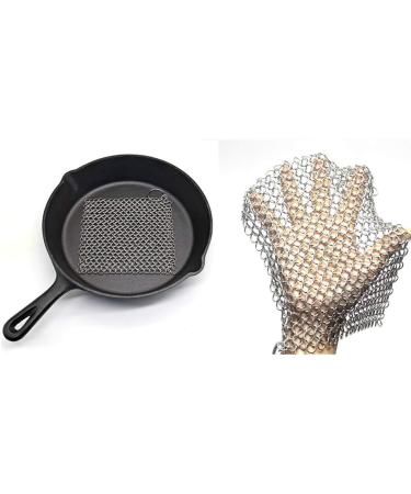 7.1x7.1In Cast Iron Cleaner Chainmail Scrubber Stainless Steel Scrubber Stainless Steel Scrubber Cast Iron Brush Cleaner with Pan Grill Scraper for Skillets Pans and Woks 3PCE - Buy Online on GoSupps.com