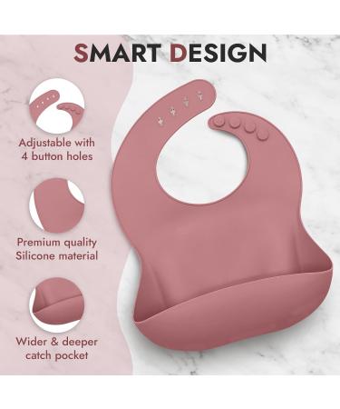 13-Piece EZIO'S Baby Weaning Set - Silicone Feeding Set for Suction Baby Plate, Fruit Feeder, Baby Bowls, Food Plate Kit with Lid, Cup, Bib, Fork, Spoon - Dark Pink - Buy Online on GoSupps.com