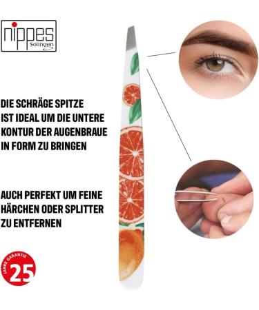 Nippes CITRUS cosmetic tweezers grapefruit | bevelled tip | stainless steel | colourful lacquer | 9 cm long | fine tweezers | tear off eyebrow tweezers - Buy Online on GoSupps.com