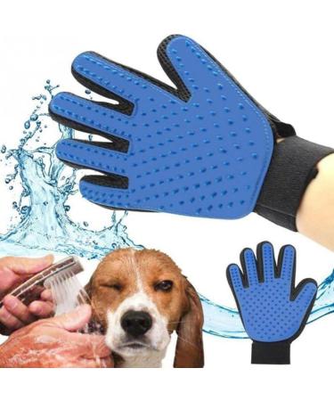 Pet Grooming Glove Pet Brush Glove Deshedding Brush Glove Pet Hair Remover Brush Bath Tool for Pets Grooming Pet Mitt For Dogs Cats & Horses with Long/Short/Curly Hair (Blue) - Buy Online on GoSupps.com