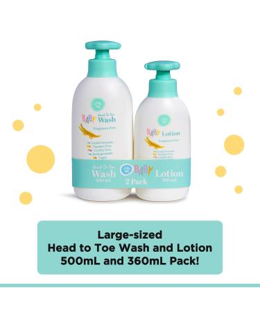Little Me 2 Pack Set Baby Fragrance Free Head to Toe 500ml 3-In-1 Wash & 360ml Baby Lotion - Buy Online on GoSupps.com