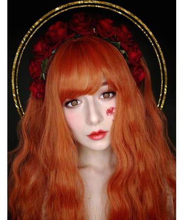 YEESHEDO Ginger Long Hair Wigs | Natural Curly Wavy Synthetic Wig with Fringe | 28 Copper Red Orange Wig for Parties and Cosplay - Buy Online on GoSupps.com