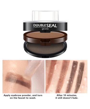 Two-tone Waterproof Eyebrow Powder Stamp with Brow Brush - Light Brown + Gray | Nature Eye Brow Coloring Kit - Buy Online on GoSupps.com