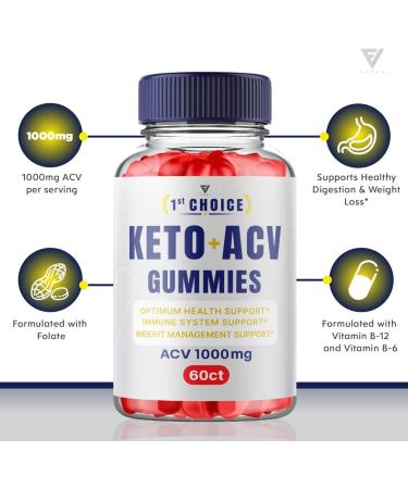 1st Choice Keto ACV Gummies - Advanced Weight Loss Supplement with Apple Cider Vinegar - Oprah Winfrey's Choice for Belly Fat - 60 Gummies - Buy Online on GoSupps.com