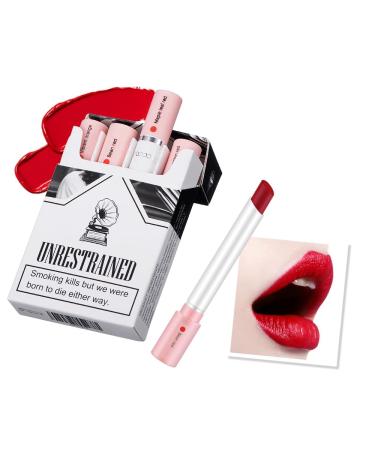 Matte Lipstick Cigarette Case Set - Non-Stick Red Velvet Lip Gloss Tubes Long Lasting Waterproof Lip Stain for Elegant Women - Buy Online on GoSupps.com