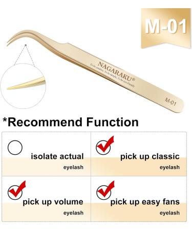 Nagaraku Eyelash Sink - Professional Precision Tweezers for Eyelash Extensions | Stainless Steel M-01 & M-02 | Curved & Straight | Volume Eyelash Tools - Buy Online on GoSupps.com