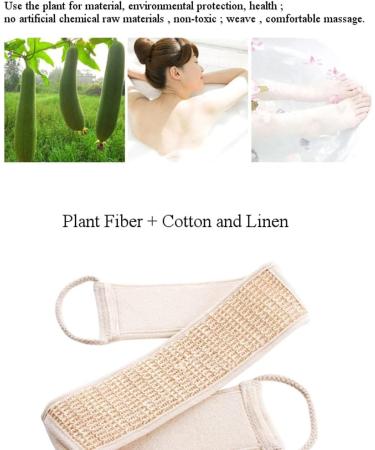YingRen Natural Loofah Exfoliating Back Strap Scrubber Massager + Exfoliating Brush - Spa Bath Massage Set - Buy Online on GoSupps.com