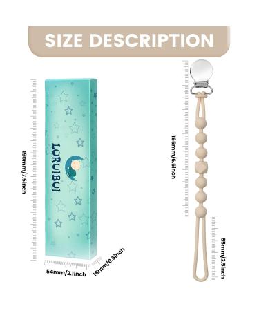 LORUIBUI Pacifier Clips for Boys - Silicone Paci Clip Set for Teething Relief - 2 Pack Beige+Grey - Baby Shower or Birthday Gift - Buy Online on GoSupps.com