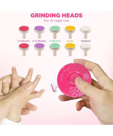 JAYL Electric Baby Nail Trimmer - 10 Grinding Pads for Infants, Toddlers & Adults - Bright Pink Round Design - Buy Online on GoSupps.com