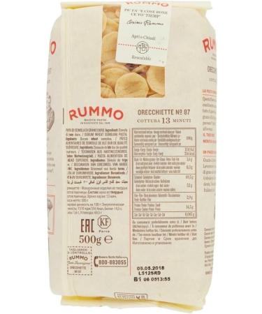  Rummo Rummo Pasta Orecchiette No. 87 Pack of 12 Italian pasta made from durum wheat semolina 500g + 1 x 330ml can of peach iced tea for yoga - Buy Online on GoSupps.com
