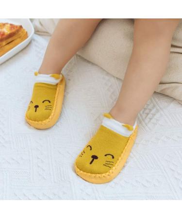 4 Pairs Baby Boys Girls Anti-Slip Indoor Slippers Socks 0-6 Months - Yellow Purple White - Buy Online on GoSupps.com