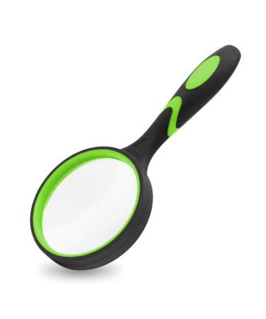 MJIYA Magnifying Glass, 8X Handheld Reading Magnifier for Kids and Seniors, Non-Scratch Quality Glass Lens, Shatterproof Design (75mm, Green)