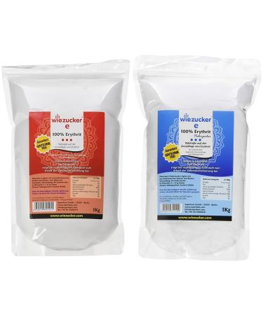 Wiezucker erythritol 1 -pack (1 x 1 kg) 1000 grams & erythritus powdered sugar calorie -free powdered sugar replacement 1 Pack (1 x 1 kg) eryPul1 bundle with powdered sugar replacement