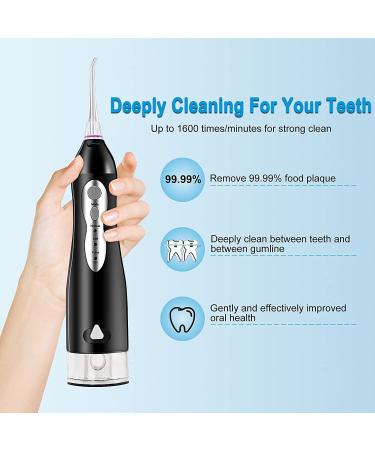 Medunion Cordless Water Dental Flosser - 3 Modes, Rechargeable, IPX7 Waterproof, 4 Jet Tips - Black-220ml - Buy Online on GoSupps.com