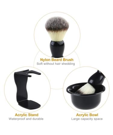 Beard Brush Holder Set - Manual Stand for Shaving Brush & Bowl - Black Shaving Razor Accessories for Men - Buy Online on GoSupps.com
