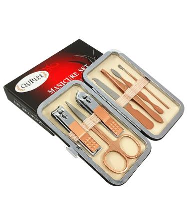 QURIPE 7pcs Manicure set, Nail Clippers Kit, Stainless Steel Manicure Kit, Nail Clipping Tools Portable Travel Grooming Kit, The Best Gift with Luxurious Case(Rose Gold) - Buy Online on GoSupps.com