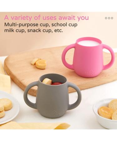 Silikong Tiny Cups (2 oz) for Toddlers - 100% Food-Grade Silicone | Baby Led Weaning Tools - 2 Pack (Pink/Gray) - Buy Online on GoSupps.com