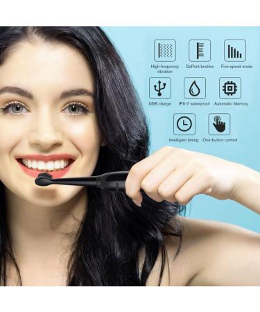 USB Rechargeable Black Electric Toothbrush for Adults with Timer - Optimal Teeth Cleaning | International Shipping Available - Buy Online on GoSupps.com