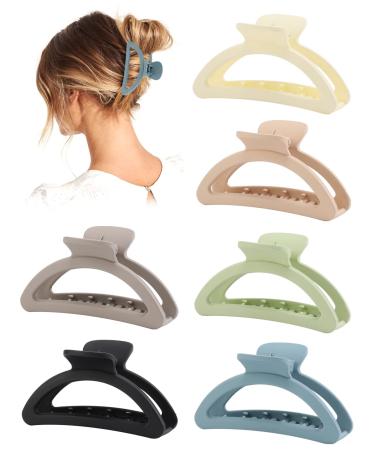 6 PCS Hair Clips  Large Claw Clips for Thick Hair  Extra Hair Claw Clips for Women Men  Strong Hold Matte Hair Clips  Semicircle Hair Clips  Non- Slip Cute Hair Clips  Modern Hair Accessories for All Hairstyles  Light co...