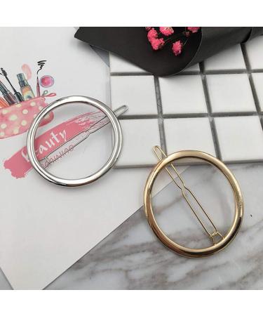 Stylish 2pcs Women's Hollow Round Geometric Metal Hair Clips - Gold & Silver - Buy Online on GoSupps.com