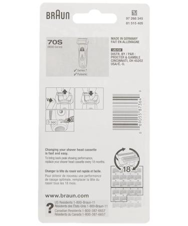 Braun Series 7 70S Electric Shaver Head Replacement Cassette - Silver - Buy Online on GoSupps.com