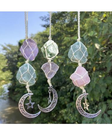 WULILONG Crystal Car Hanging Ornament - Amazonite & Amethyst Healing Charm for Meditation and Protection - Buy Online on GoSupps.com