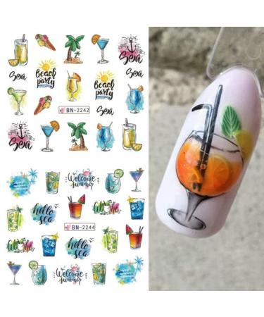 Summer Element Nail Art Stickers - Watermelon Ice Cream Designs - 12 Sheets - Buy Online on GoSupps.com