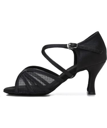 CLEECLI Women's Ballroom Dance Shoes Latin Salsa Cross Strap - Black 3 Inch Heel - Buy Online on GoSupps.com