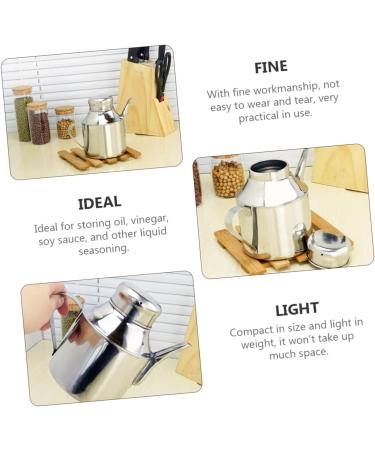 OUNONA 2pcs Sauce Pot Metal Oil Cruet Oil Pouring Bottle Mini Locker Oil Spout Oil Dispenser Bottle Metal Oil Bottle Pourer Vinegar Dispensing Cruets Condiment Liquid Kitchen Supplies 16X13X9.5CMx2pcs Silverx2pcs - Buy Online on GoSupps.com
