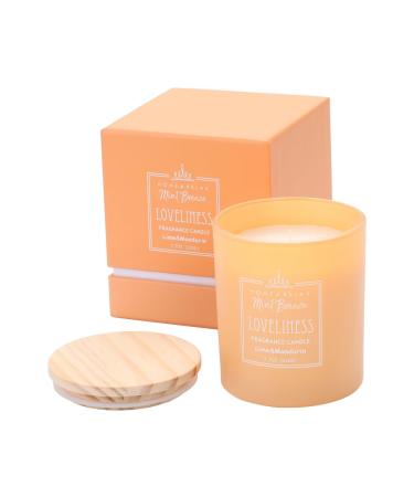 HOME & RELAX Lime & Mandarin Fragrance Candles Wood Lid Candle Gifts for Women Candles for Home Scented Bathroom Essential Stress Relief Candle Christmas Candles 60H Burn Time 7.7oz Orange Candle