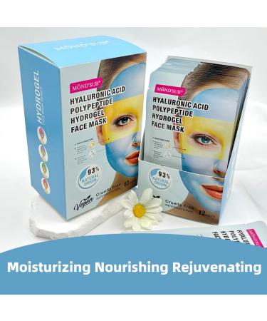 MOND SUB Hyaluronic Acid Polypeptide Face Mask - Tightening Moisturizing & Rejuvenating Sheet Masks for Dry Skin Care (12 Sheets - Buy Online on GoSupps.com