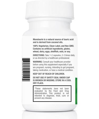 NewLife Naturals Monolaurin 625mg Dietary Supplement for Immune Support - 100 Veggie Capsules - Buy Online on GoSupps.com