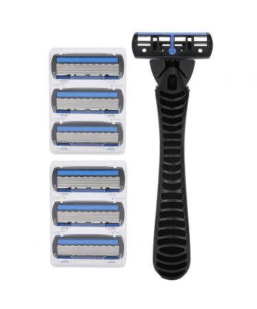 Men Manual Shaver stainless steel Double-layer safety razor razor hair removal Tool with 6-shaved heads and 2-head bearings
