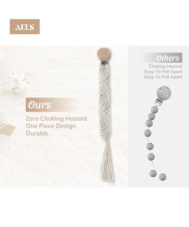 AELS 11.8 Macrame Baby Pacifier Clip Set of 5 - Natural Teething Clips for Boys Girls - Handmade Cotton Rope Boho Style - Buy Online on GoSupps.com