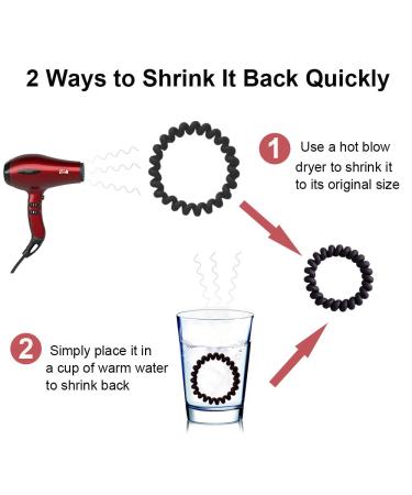 Spiral Hair Ties Black - 10 Pcs Matte Phone Cord Hair Coils for Women - Traceless Elastic Coil Hair Ties - Waterproof & No Crease - Buy Online on GoSupps.com