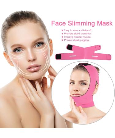 Face Slimming Cheek Mask V Face Line Belt Lifting Mask - Rose Red - Buy Online on GoSupps.com