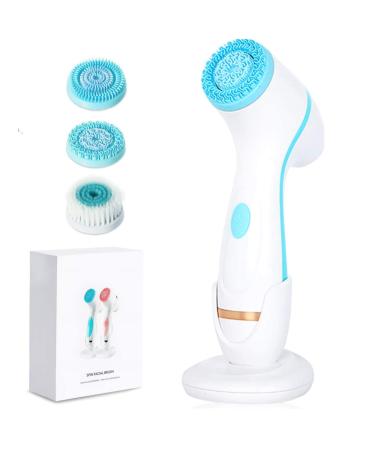 Facial cleaning brush waterproof facial brush Electric cleaning brush with 2 steps rotation speeds usb skin -cleaning brush for body deep cleaning gentle exfoliation (blue)