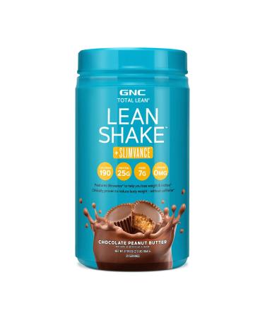GNC Total Lean Shake + Slimvance | Caffeine Free Protein Powder, Helps Reduce Body Weight | Chocolate Peanut Butter | 20 Servings