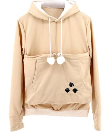 Shop Dresswel Women's Hooded Sweater with Dog Bag | Cozy Cat Sweatshirt - Autumn Winter XL Khaki - Buy Online on GoSupps.com
