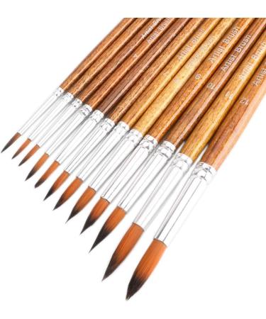 FENORKEY 12pcs Artist Watercolor Paint Brushes Set - Round Pointed Tip Detail Brushes for Watercolor, Acrylics, Ink - Brown - Buy Online on GoSupps.com