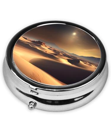 Sahara Desert Round Pill Box - 3 Compartment Portable Travel Organizer for Easy Medication Management - Buy Online on GoSupps.com