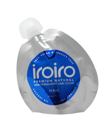 Iroiro Natural Premium Semi-Permanent Hair Color 40 Blue 4oz Blue 4 Fl Oz (Pack of 1)